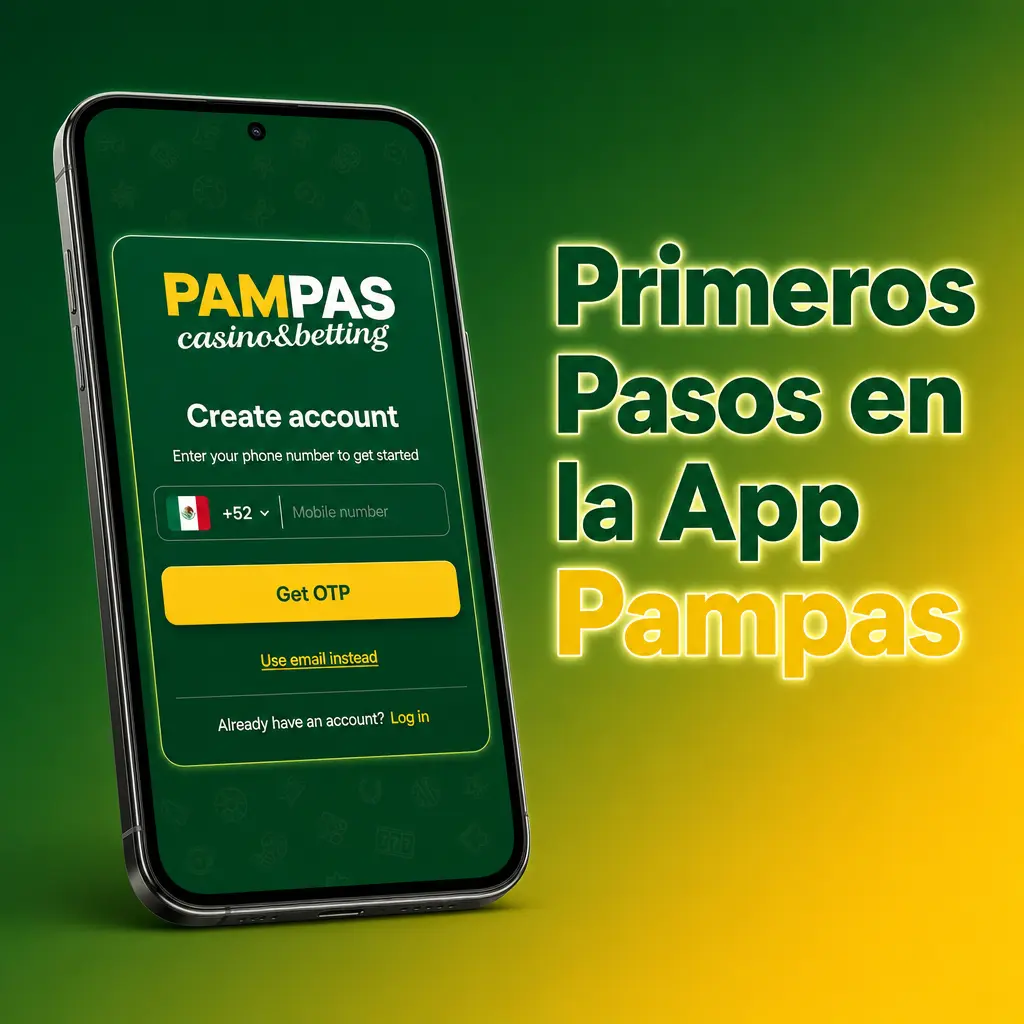 Guía de primeros pasos en la app Pampas: registro, verificación, método de pago y primer depósito.