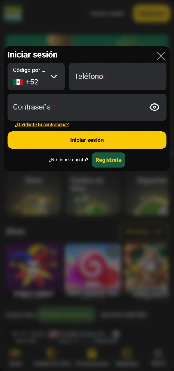 Accede con tus credenciales y prepárate a colocar tu apuesta en Pampas.