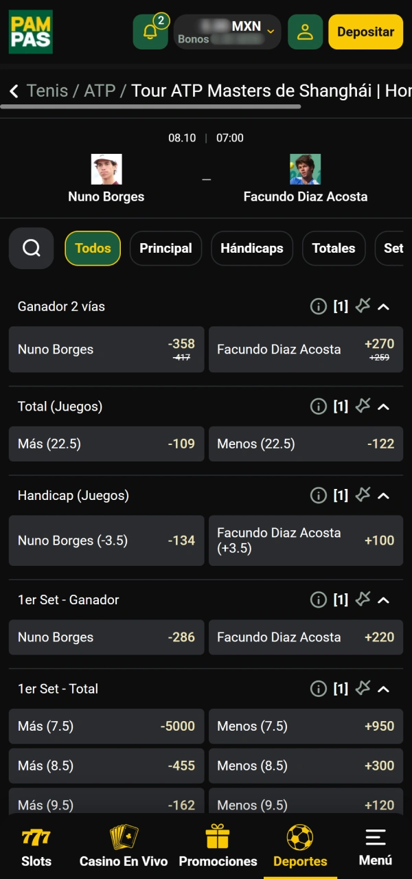 Escoge las mejores opciones previas a cerrar tu apuesta en Pampas.